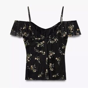 Zara Floral Off-Shoulder Top